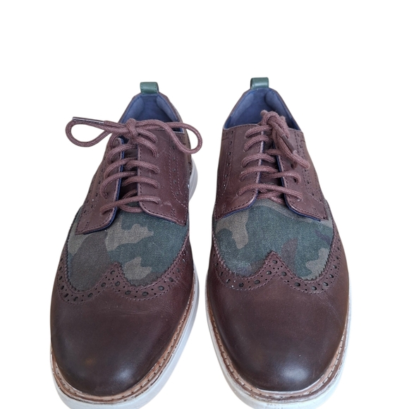 Cole Haan Men's Leather Men’s Casual Brogue Sneakers  Brown & Camouflage - Picture 7 of 13
